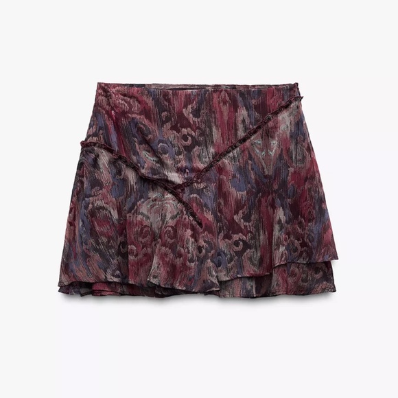 NWT Zara metallic thread mini skirt - Picture 2 of 5